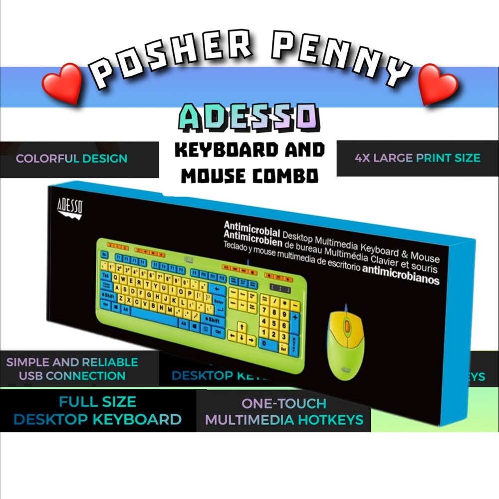 ADESSO Multimedia Desktop Keyboard & Mouse Combo